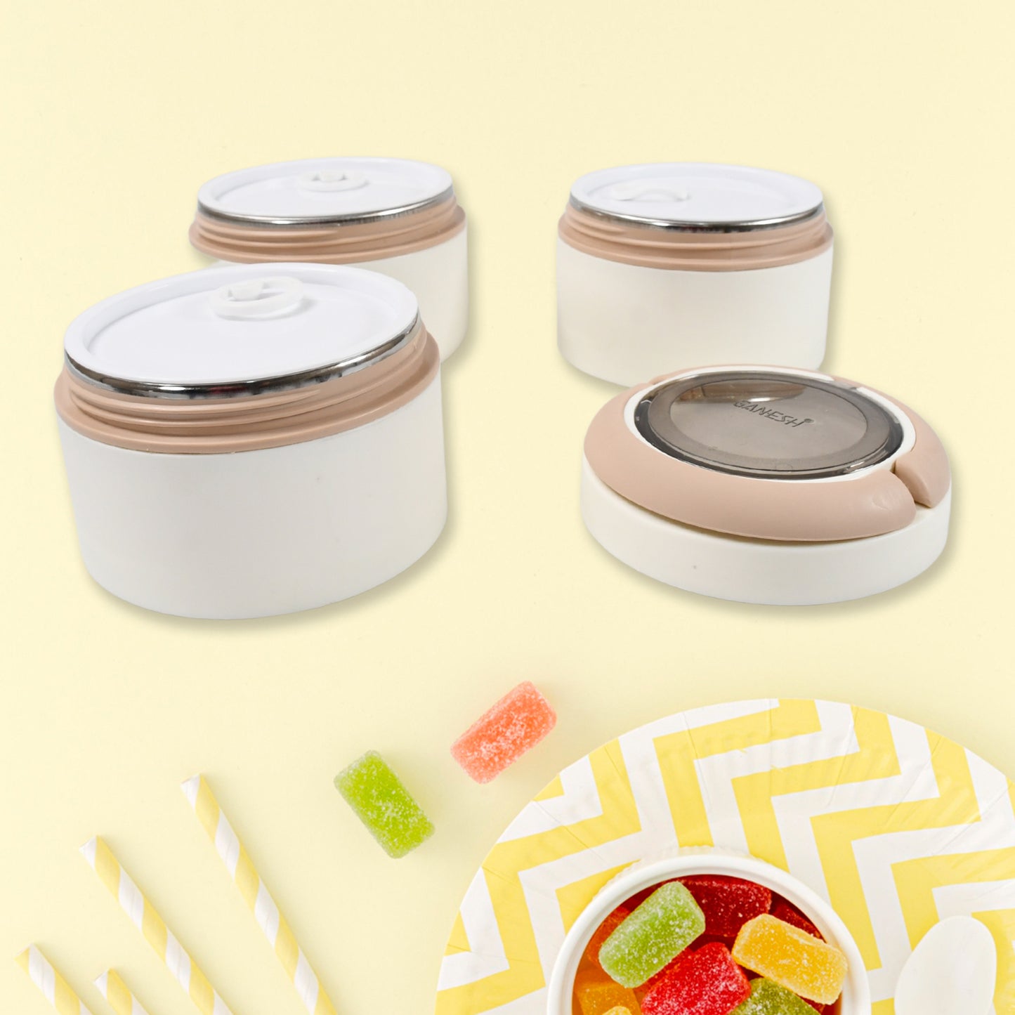 Ganesh Smart Stack 23 Layer Portable Lunch Box Stainless Steel Airtight Leak-proof Lunch Box For Office School Picnic Color May Vary (2 Layer 3 Layer)