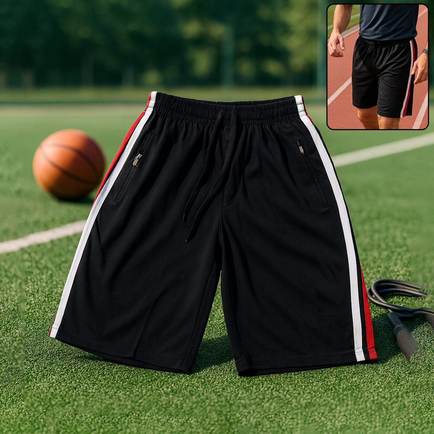 Training Shorts With Elastic Waist Drawcord - (1 Pc)