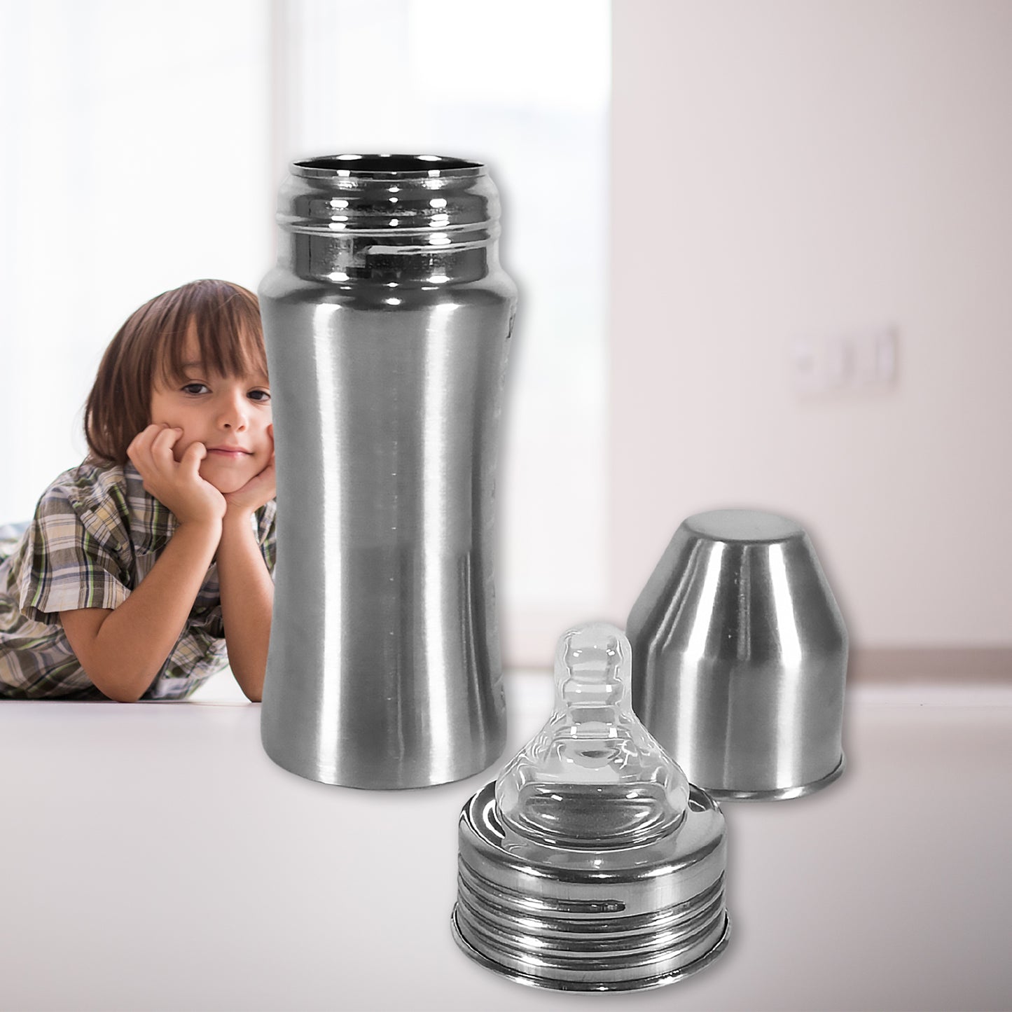 8173 Ganesh Stainless Steel Baby Feeding Bottle Milk Bottle For New Born Infants Toddler Up To 3 Years Bfa Free (250 Ml Approx)