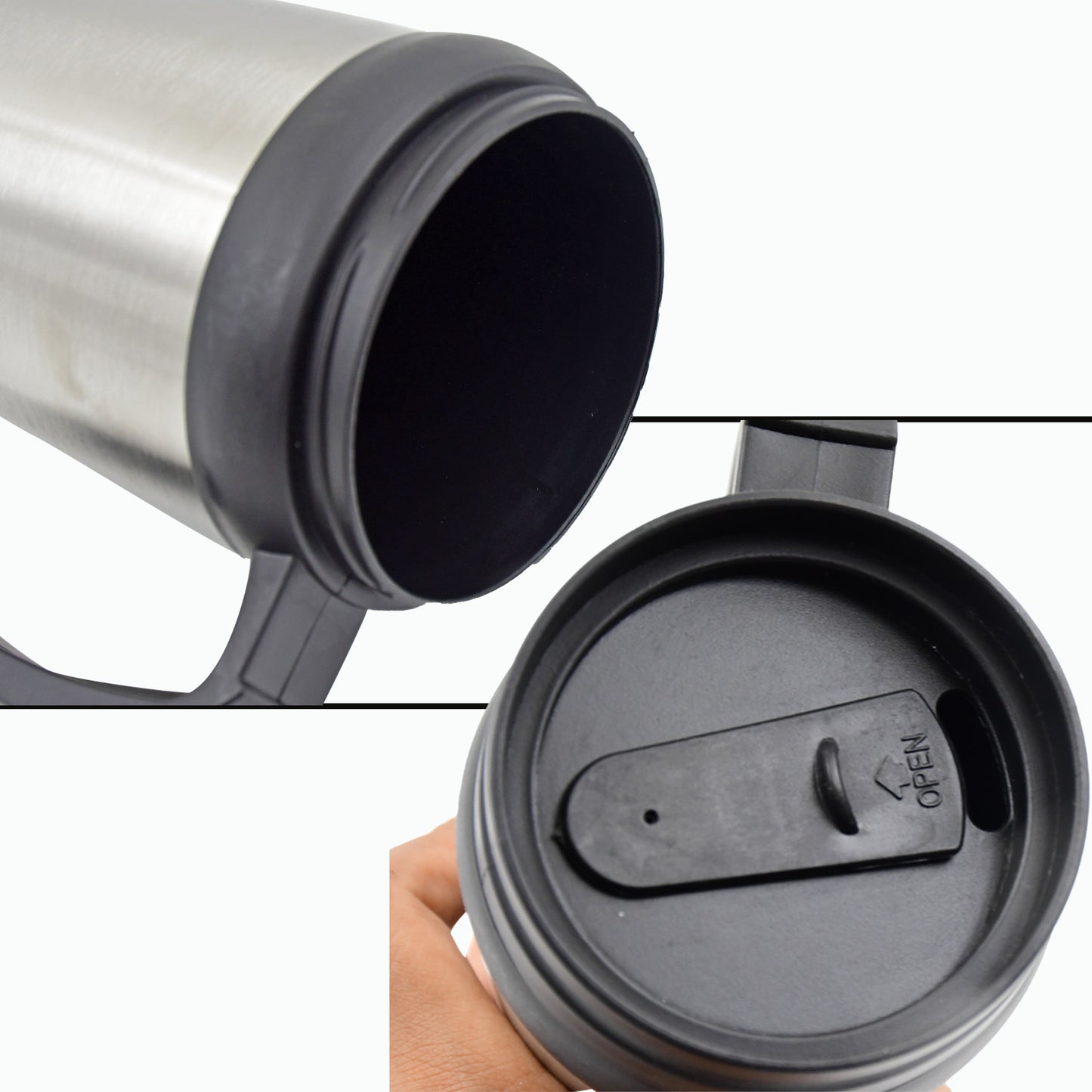 Stainless Steel Vacuum Glass Insulated Glass Coffee Cups (With Lid Handle 1 Pc)