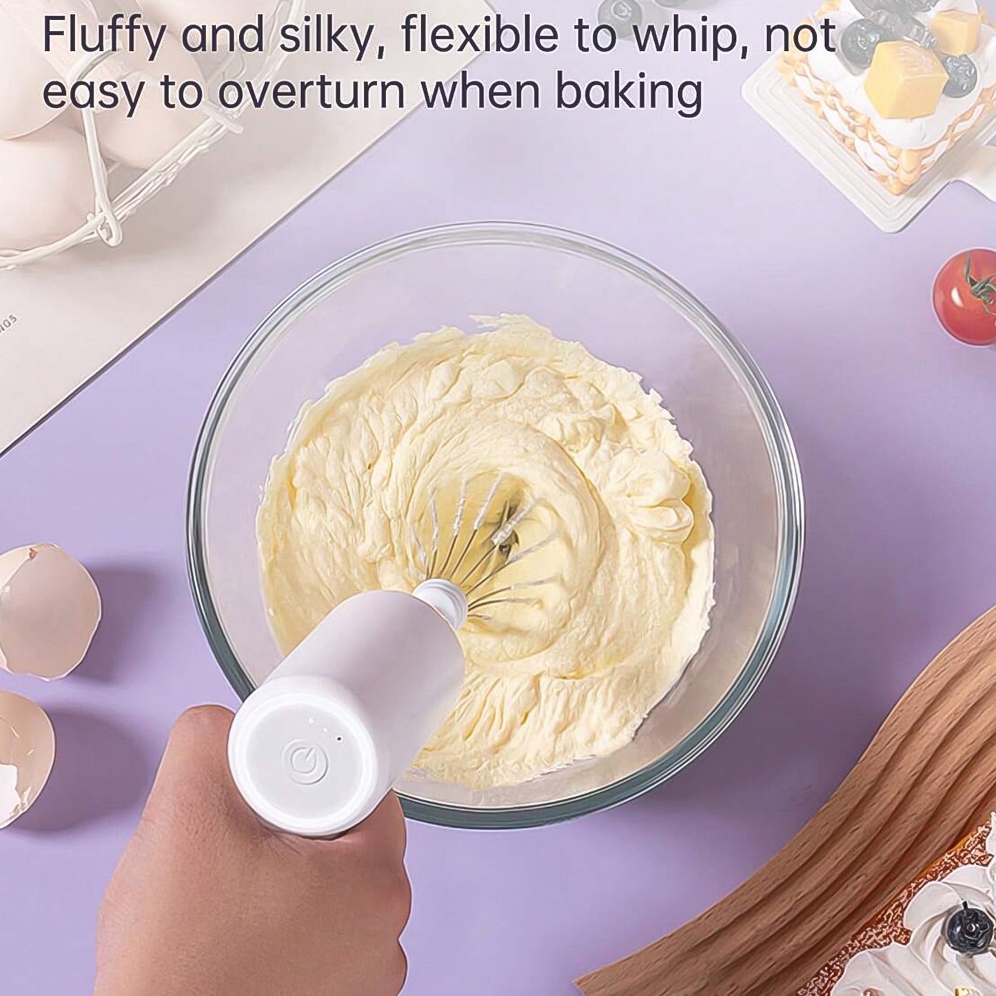 2813 Wireless Hand Mixer Charging Handheld 2pc Portable Whisk Mini High Power Beater Baking Hand Held Mixer Portable Kitchen Blender.