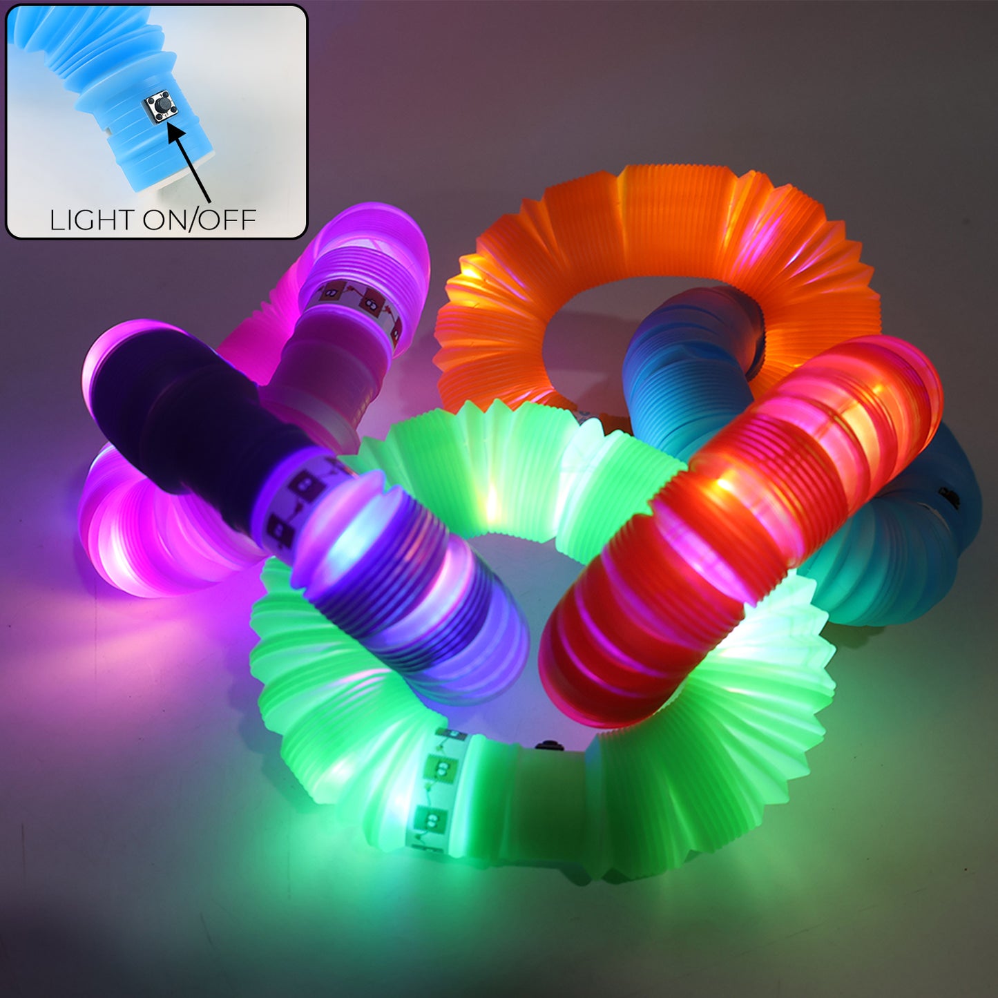 Led Glow Pop Tube Fidget Toy (Mix Color 1 Pc)