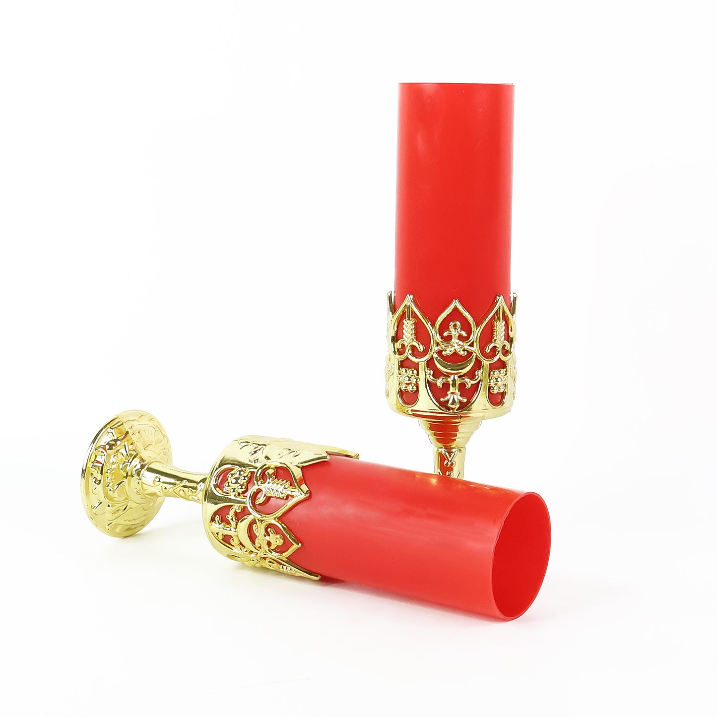 Decorative Led Candle Light Lamps With Golden Stand (2 Pc)