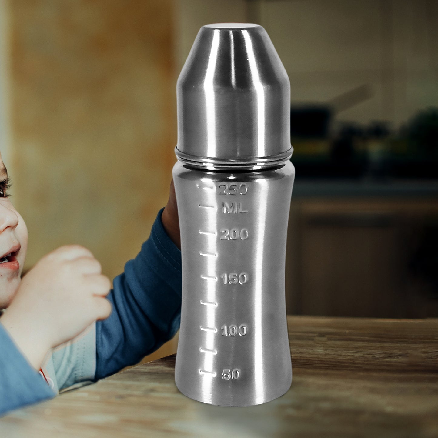 8173 Ganesh Stainless Steel Baby Feeding Bottle Milk Bottle For New Born Infants Toddler Up To 3 Years Bfa Free (250 Ml Approx)
