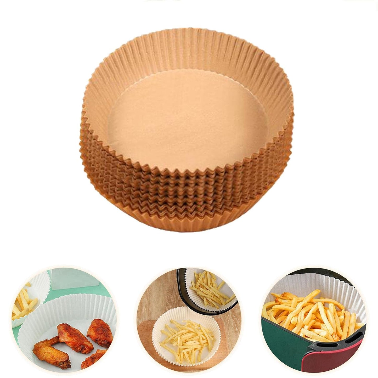 Round Air Fryer Disposable Paper Liner (50 Pcs Set 160mmx45mm)