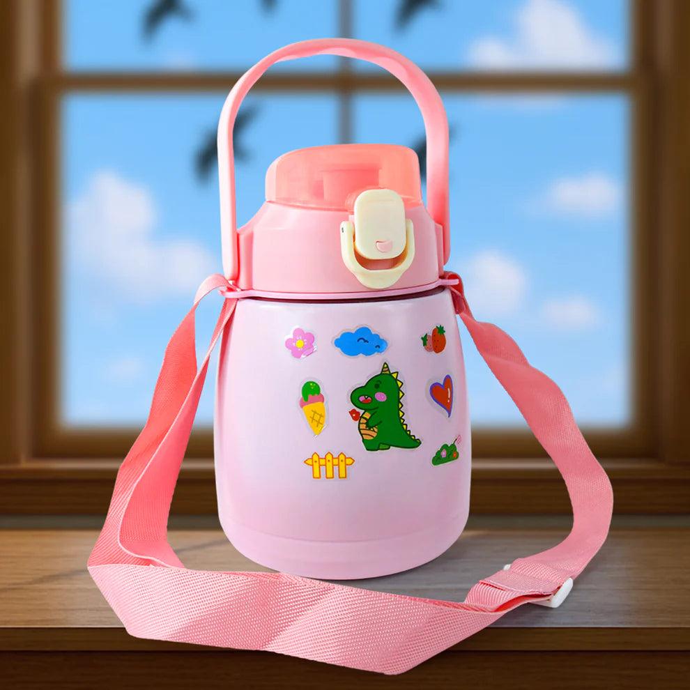 Stainless Steel Vacuum Insulated Water Bottle With Handle  Sticker (700 Ml)