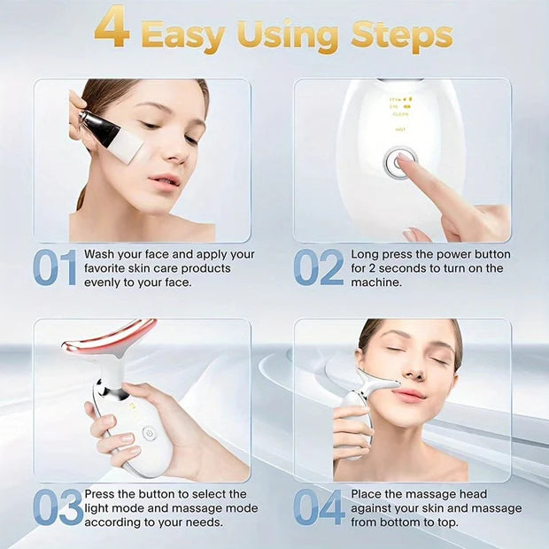 Electric Face Massager Wrinkle Remover Led Photon Face Beauty Device (1 Pc  Plastic)