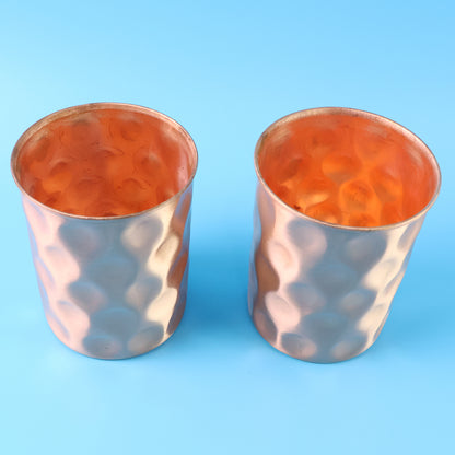 Diamond Cut Copper Water Bottle 2 Glasses With Gift Box (3 Pcs Set)