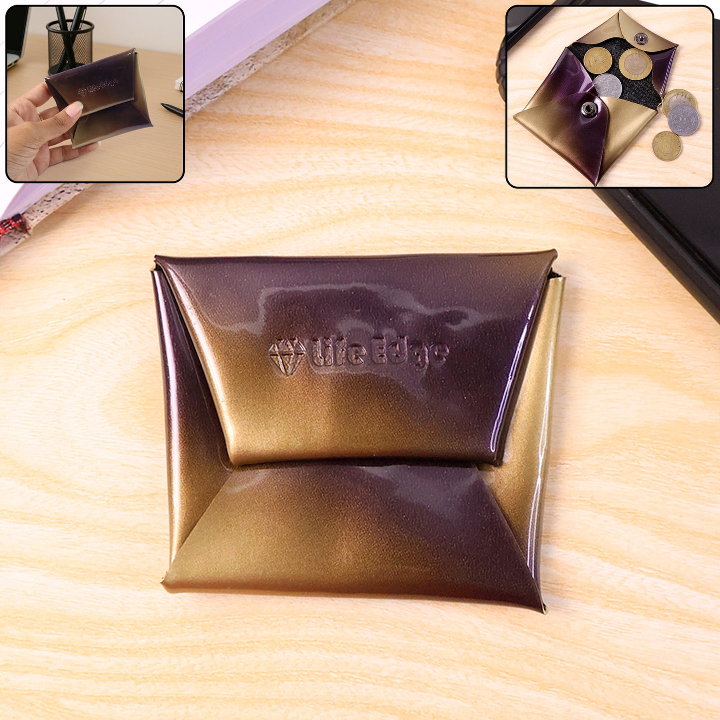 Premium Foldable Pu Leather Coin Pouch (1 Pc)