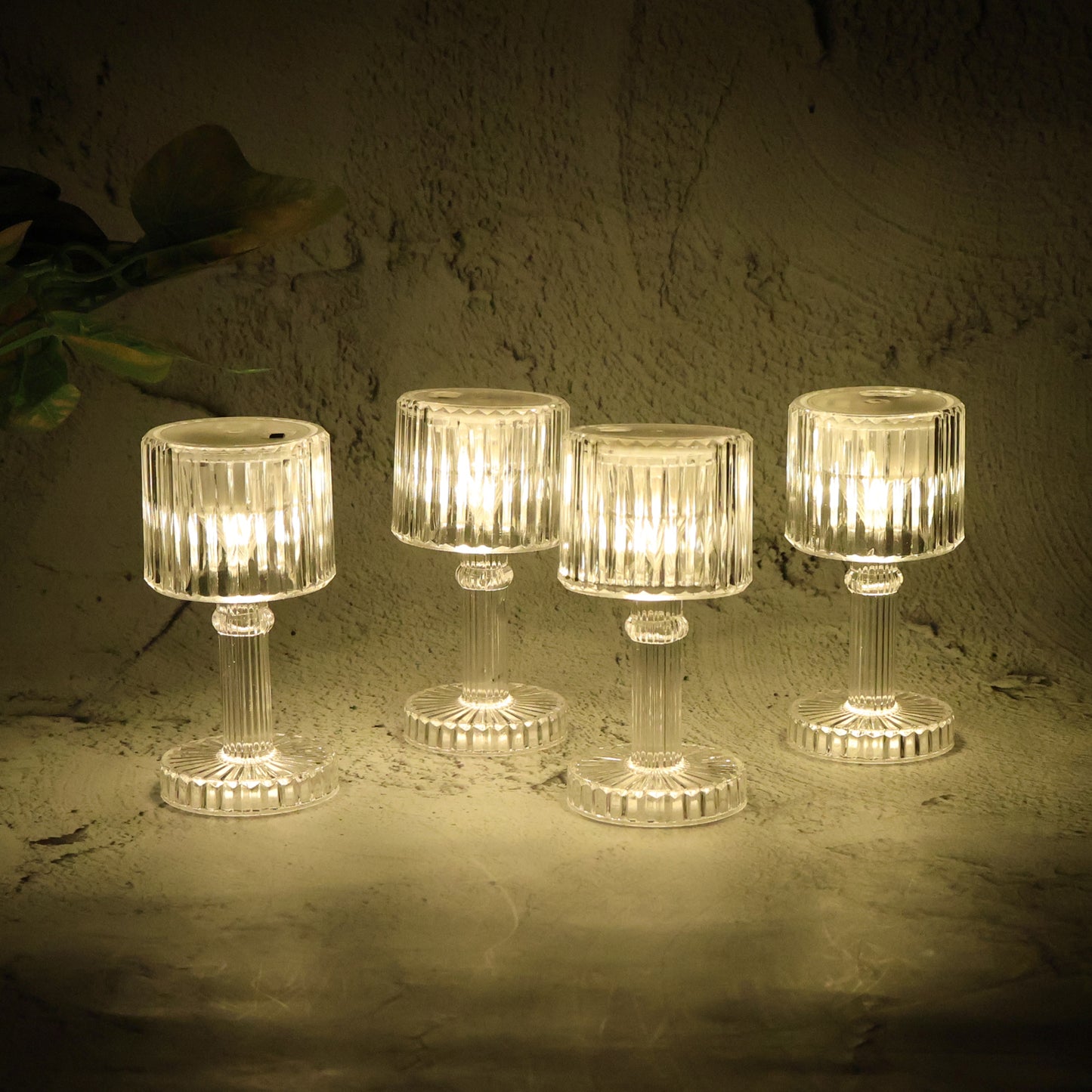 Set Of 4 Led Crystal-effect Table Lamps