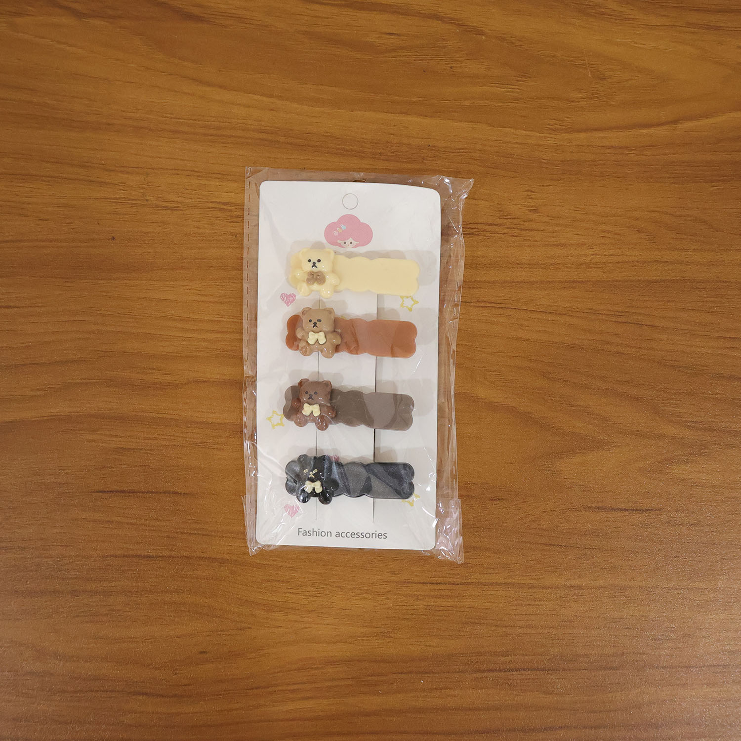 Cute Teddy Bear Decorative Snap Hair Clips Set (4 Pc)