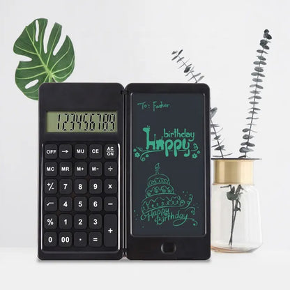 6739 Foldable Calculator With 6 Inch Lcd Tablet Digital Drawing Pad Stylus Pen Erase Button Lock Function Smart Calculator