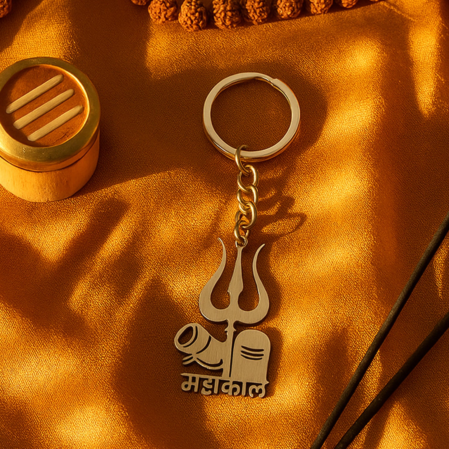 Mahakal Trishul  Shivling Design Metal Keychain - (1 Pc)