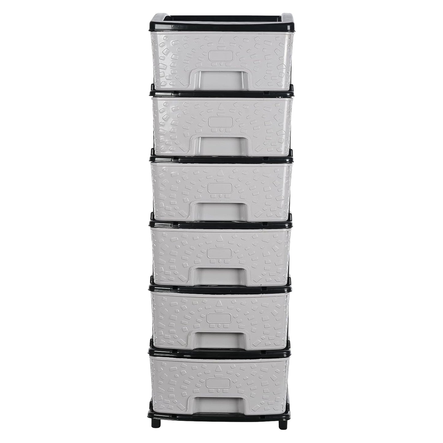 6-layer Heavy-duty Plastic Drawer Organizer Cabinet With Stone Texture Drawers