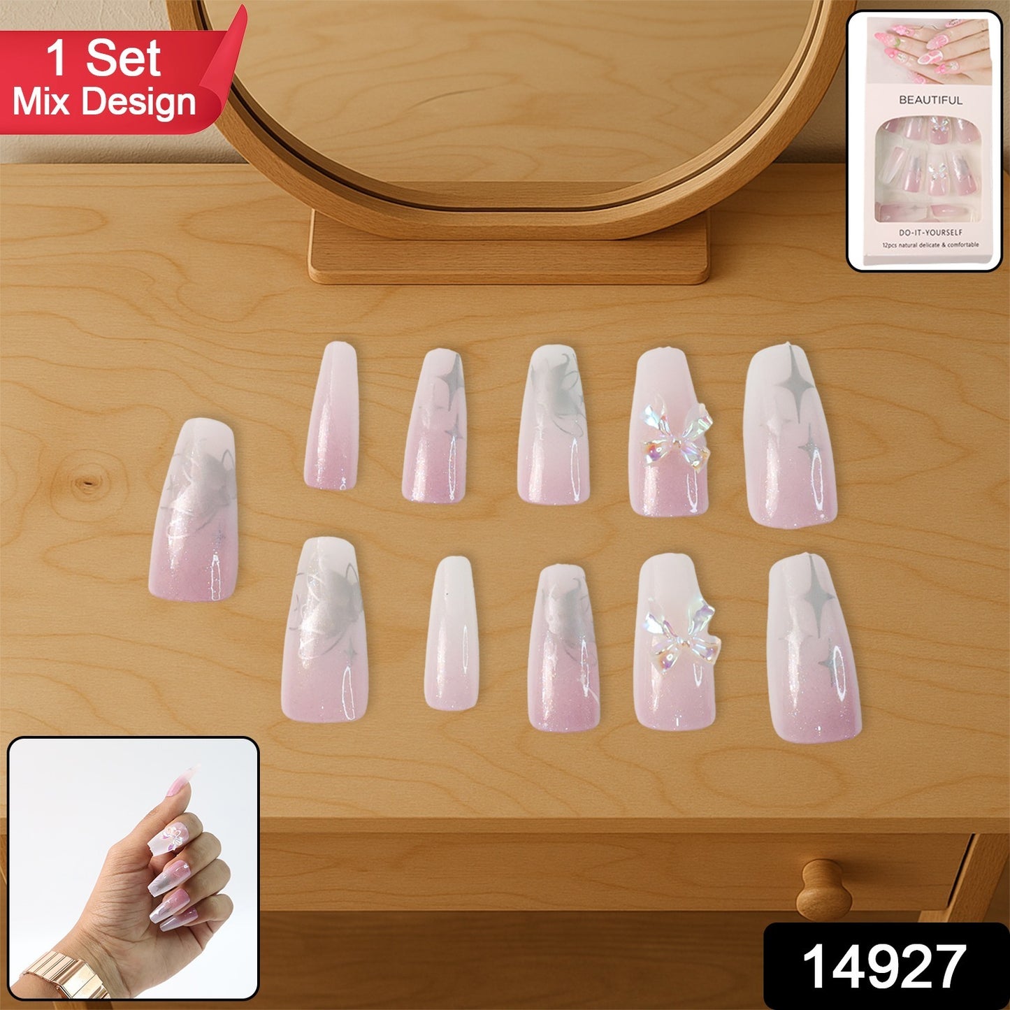 Artificial False Nail Set With Mix Design - (1 Set)