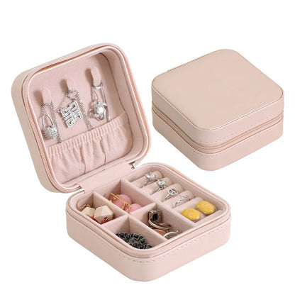 Jewellery Box For Women Mini Portable Jewelry Box Organiserpu Leather Jewlerrying Display Holder Small Travel Jewellery Box For Girls Women Mother Daughte Travel Ring Pendant Earring Necklace Storage Case