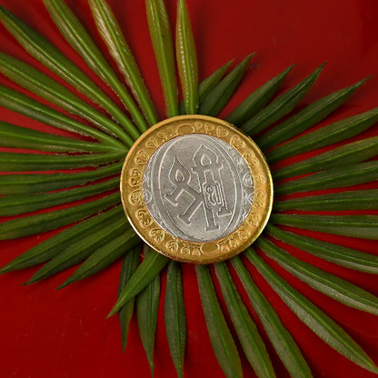 Premium Gold  Silver Dual-tone Religious Coin With Lakshmi Ganesh Design