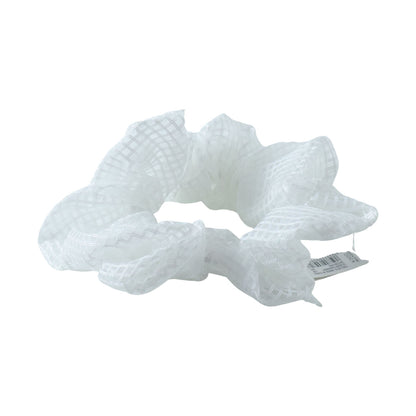 Elegant White Mesh Fabric Hair Scrunchie (1 Pc)