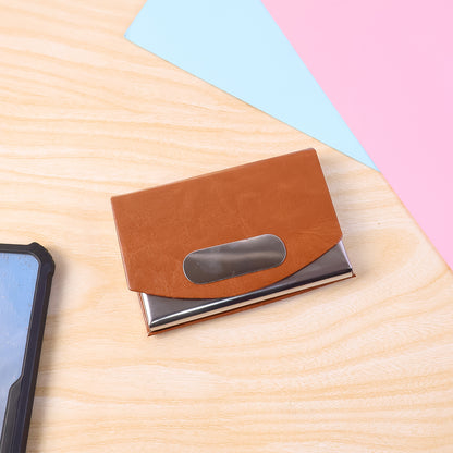 Leather  Stainless-steel Business Card Holder (1 Pc)