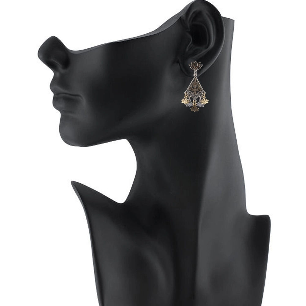 Women's Alloy, silver Plated Hook Dangler Hanging Earrings-Golden