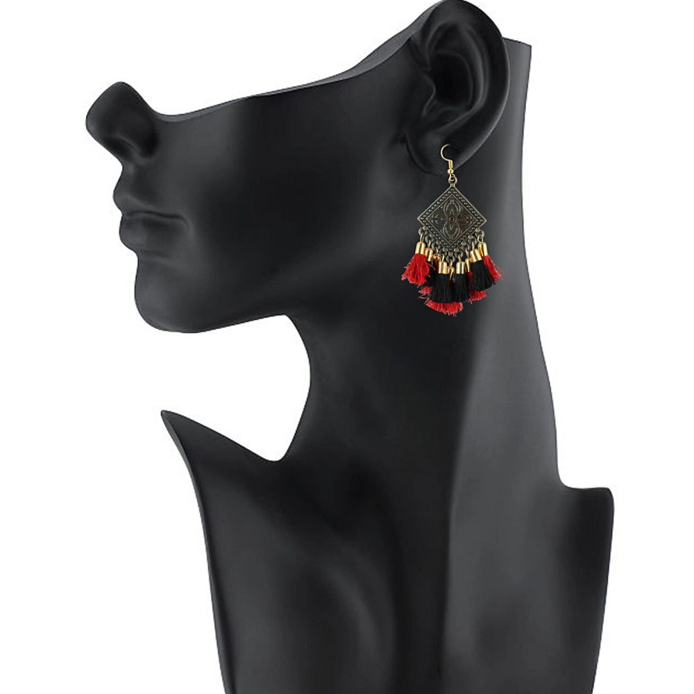 Women's Alloy Hook Dangler Hanging Tassel Earrings-Multicolour