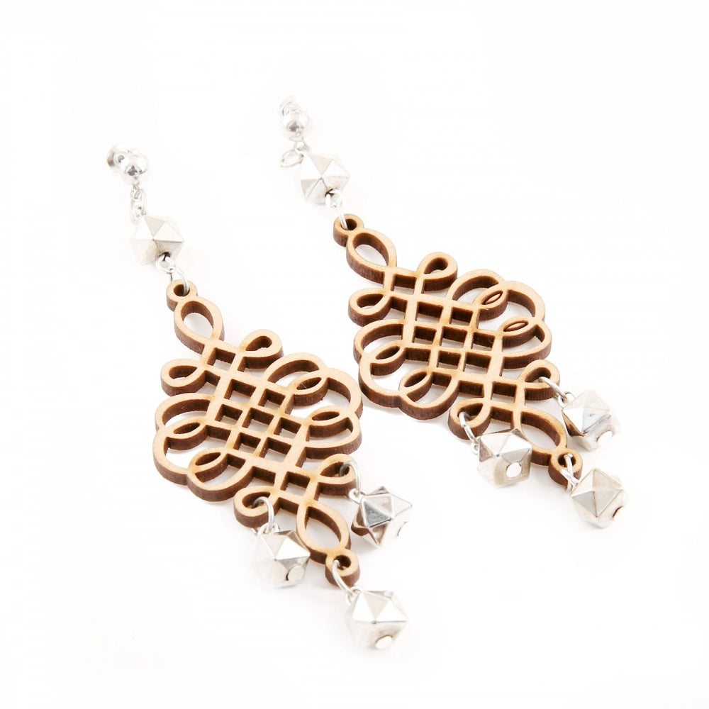 Women's Wooden handcrafted Hook Dangler Hanging Fashion Earrings-Brown