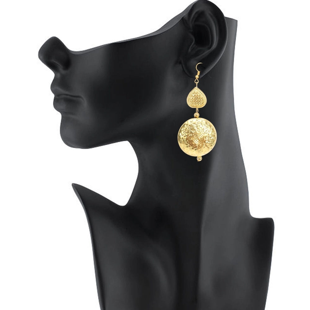 Women's Gold Plated Hook Dangler Hanging Earrings-Golden