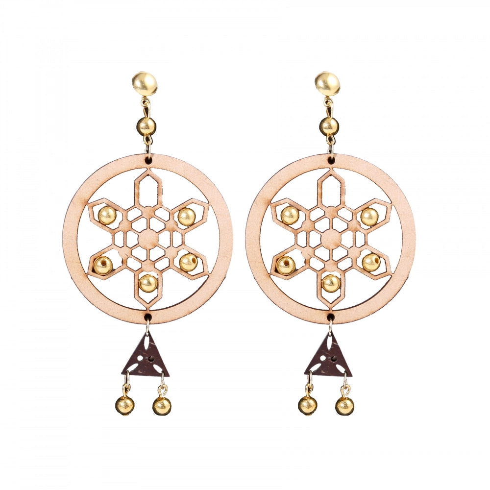 Women's Alloy, Beads Hook Dangler Hanging Earrings-Brown