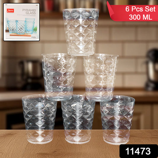 Apex Pyramid Ringo Plastic Glass  300ml Approx  Durable Crystal-clear Tumbler