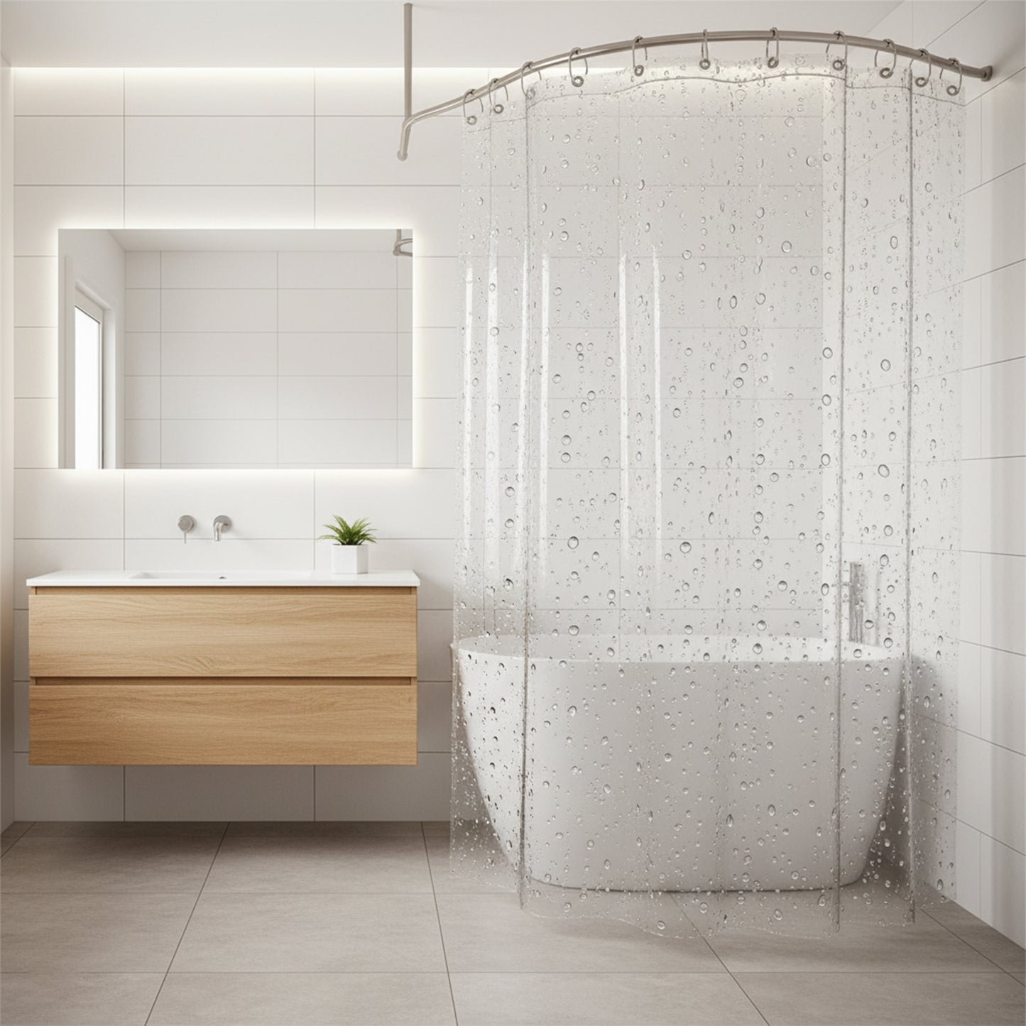 Transparent Waterproof Shower Curtain 75x52 Inch