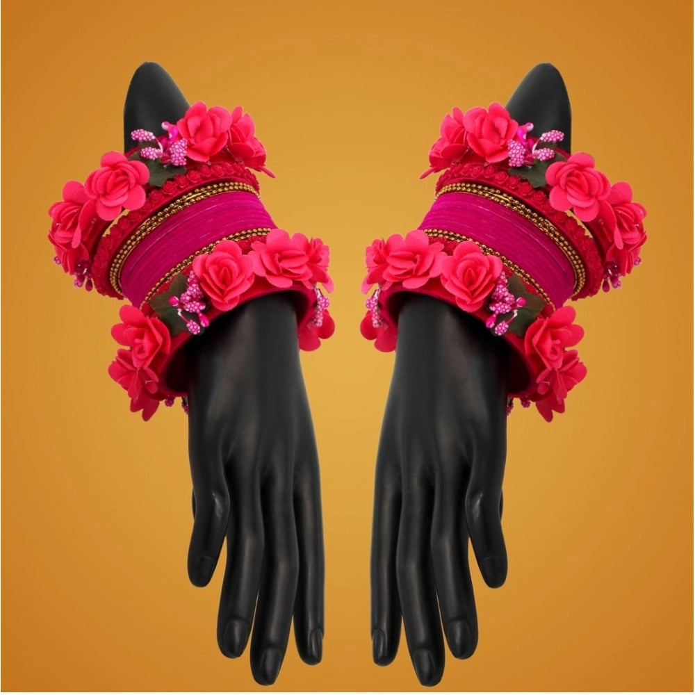 Women's Rani Color Floral Bangles Set: 2.4