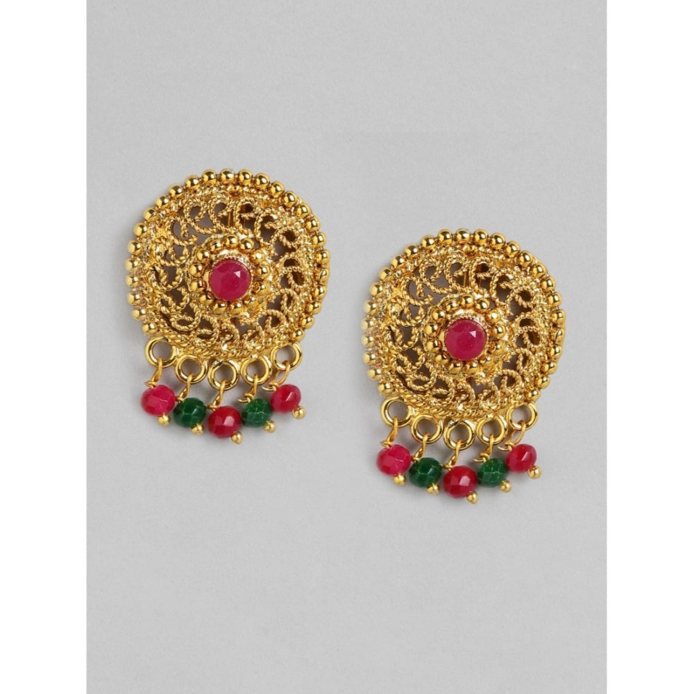 Women's Rose Gold Plated Alloy Necklace &amp; Earings Set (Multicolor)