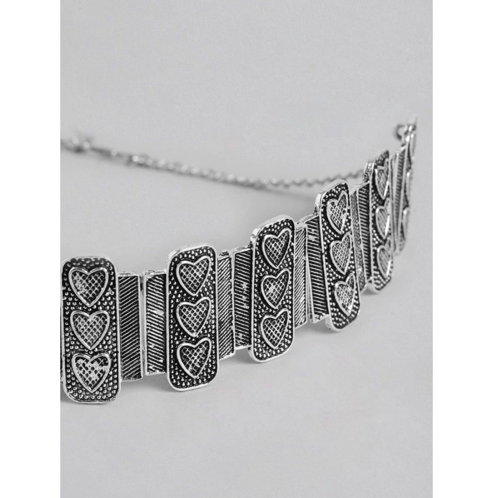 Women's Rose Gold Plated Alloy Necklace &amp; Earings Set (Silver)