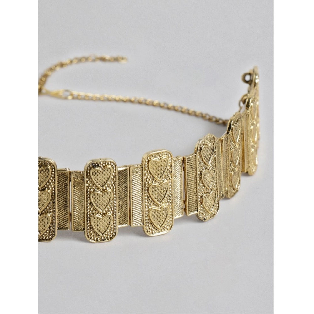 Women's Rose Gold Plated Alloy Necklace &amp; Earings Set (Gold)