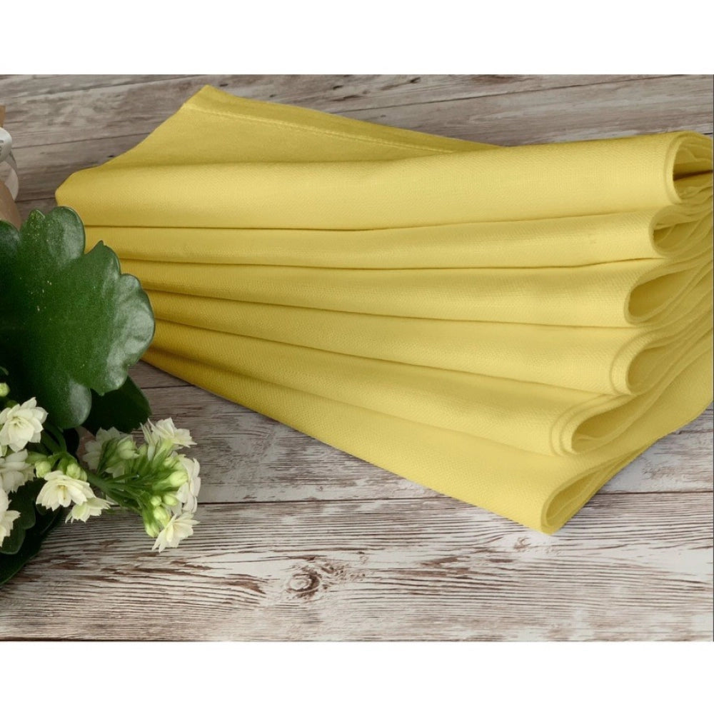 Generic Solid Cotton Napkins Sets (Yellow)