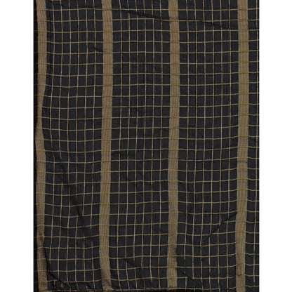 Women's Silk Blend Checkered Saree With Unstitched Blouse 5.5Mtr (Black)