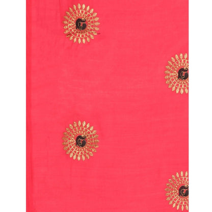 Women's Silk Blend Embroidered Saree With Unstitched Blouse 5.5Mtr (Pink)