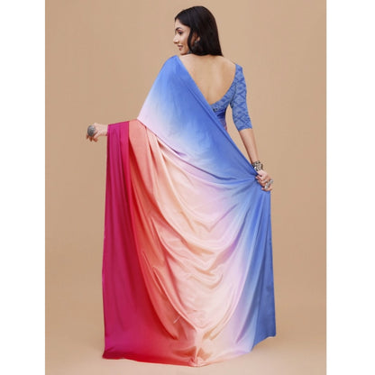 Women's Crepe Digital Print Saree With Unstitched Blouse 5.5Mtr (Red)