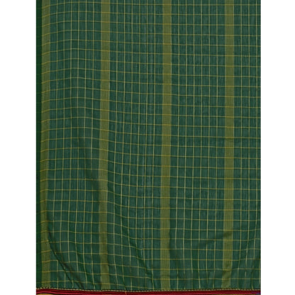 Women's Silk Blend Checkered Saree With Unstitched Blouse 5.5Mtr (Green)