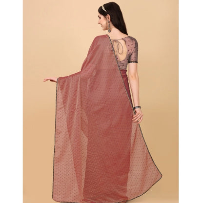 Women's Silk Blend Embellished Saree With Unstitched Blouse 5.5Mtr (Maroon)