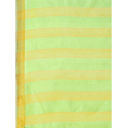 Women's Cotton Silk Striped Saree With Unstitched Blouse 5.5Mtr (Green)