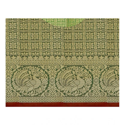 Women's Jacquard Woven Saree With Unstitched Blouse 5.5Mtr (Red)