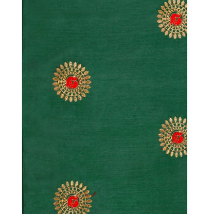 Women's Silk Blend Embroidered Saree With Unstitched Blouse 5.5Mtr (Light Green)
