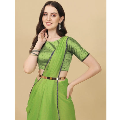 Women's Silk Blend Embellished Saree With Unstitched Blouse 5.5Mtr (Green)