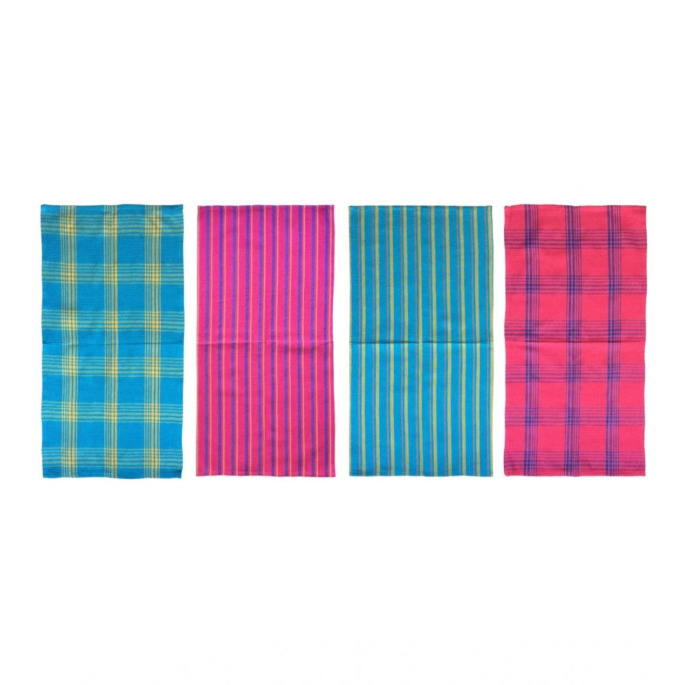 Generic Pack Of_4 Cotton Checkered Kitchen Towel Sets (Multicolor, Size: 15x25 In)