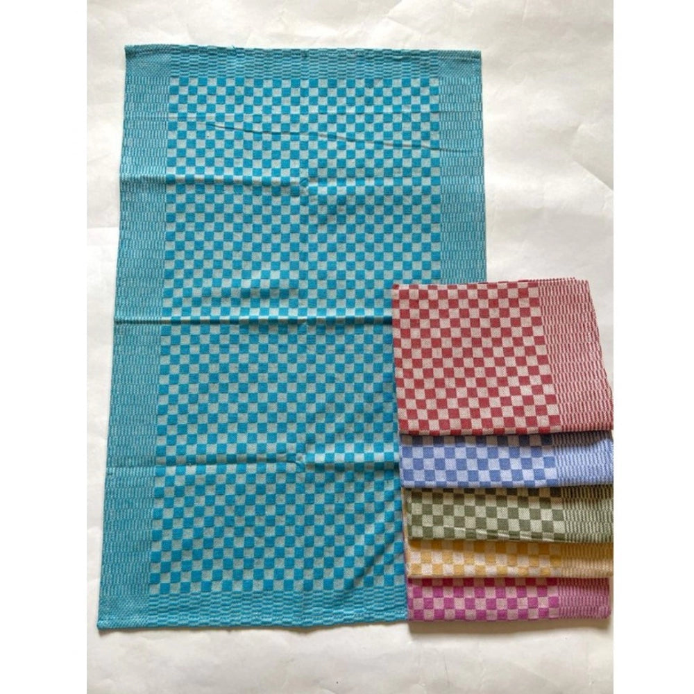Generic Pack Of_6 Cotton Checkered Kitchen Towel Sets (Maroon, Size: 18x28 In)