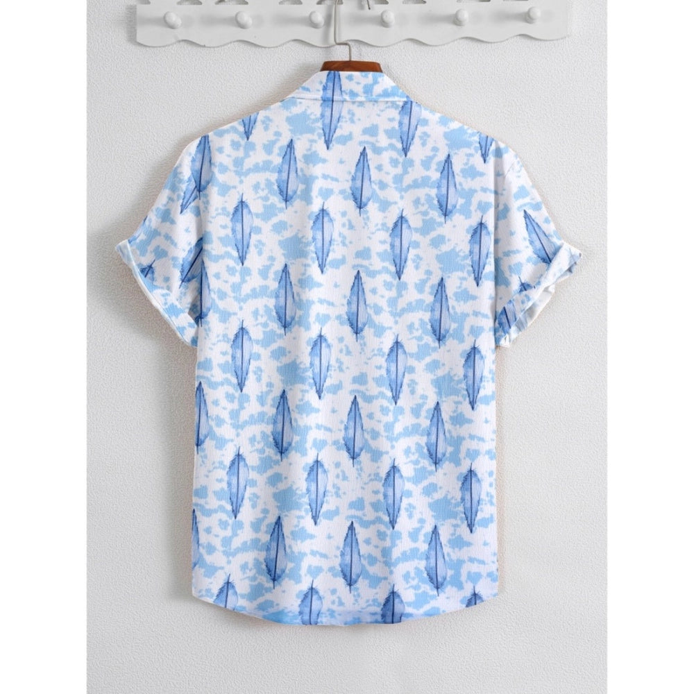 Generic Men's Popcon Lycra Printed Half Sleeve Shirt (Blue)