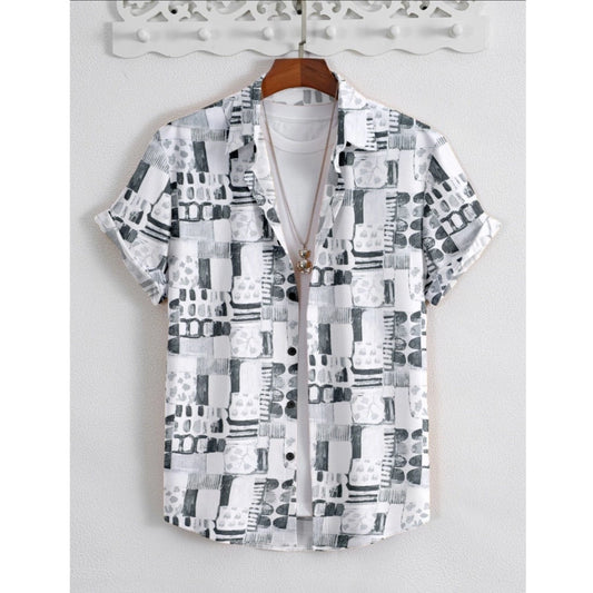 Generic Men's Popcon Lycra Printed Half Sleeve Shirt (Black)
