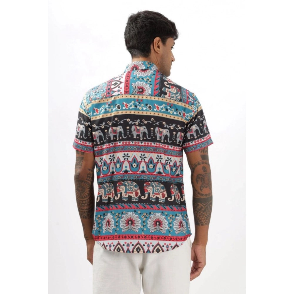 Generic Men's Linen Printed Half Sleeve Shirt (Multicolor)