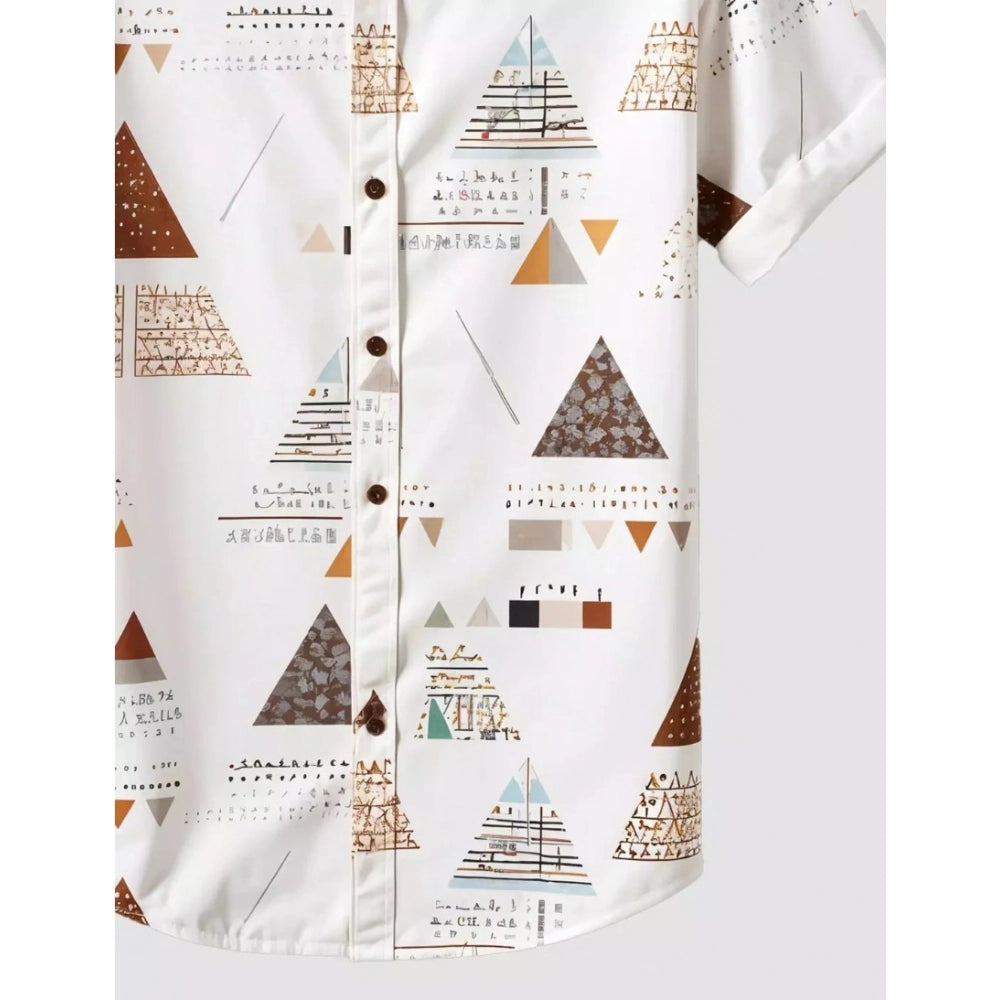 Generic Men's Lycra Printed Half Sleeve Shirt and Shorts Set (White)